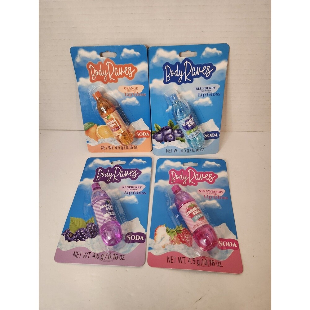 Lot Of 4 Body Raves Soda Scented Lip Gloss